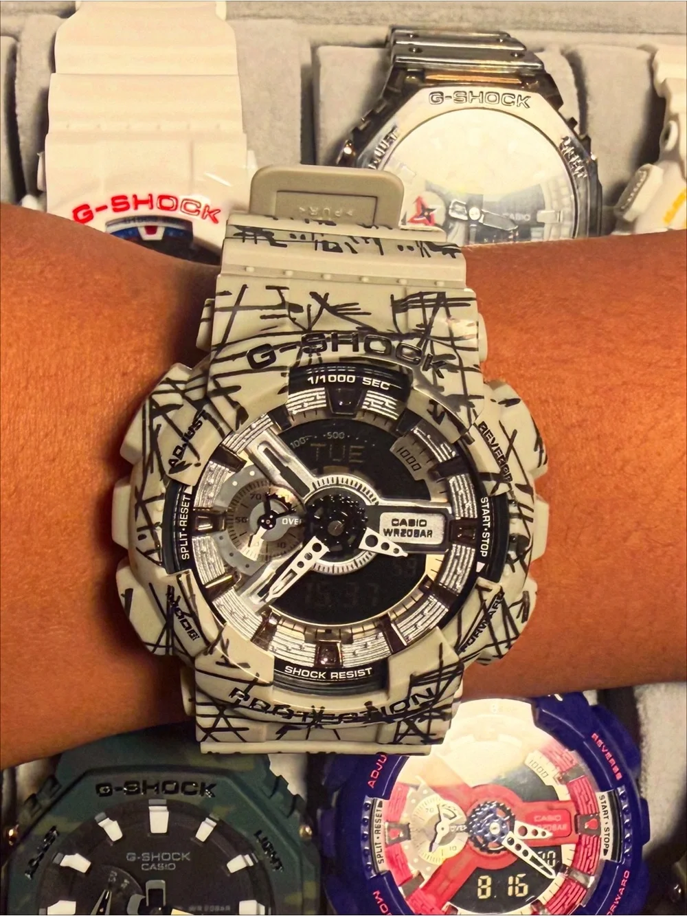 G-Shock White and Black Graphic Resin Sports Watch